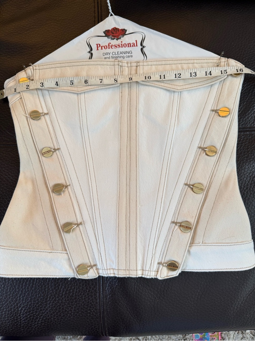 Dion Lee Ivory Strapless Corset Top with Gold Buttons - Picture 5 of 6